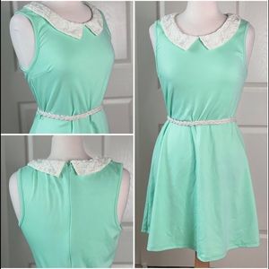 Mint Blue Peter Pan Skater Dress